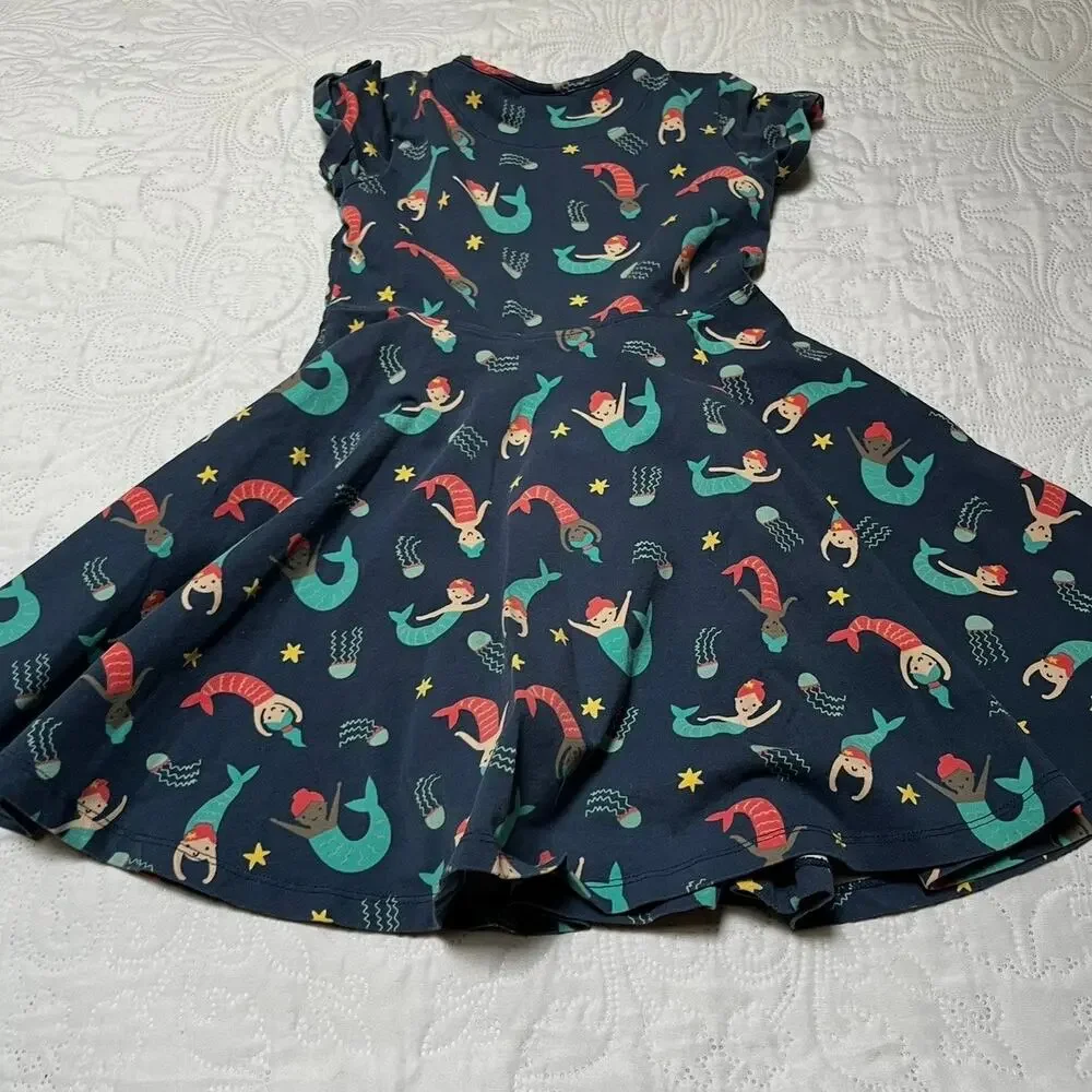 Frugi Mermaid Magic Organic Cotton Skater Dress Size 5/6